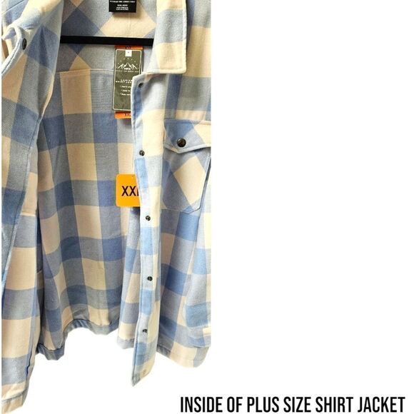 HFX Women's Plus Size Blue & White Plaid SHACKET JACKET XXL - Picture 10 of 16